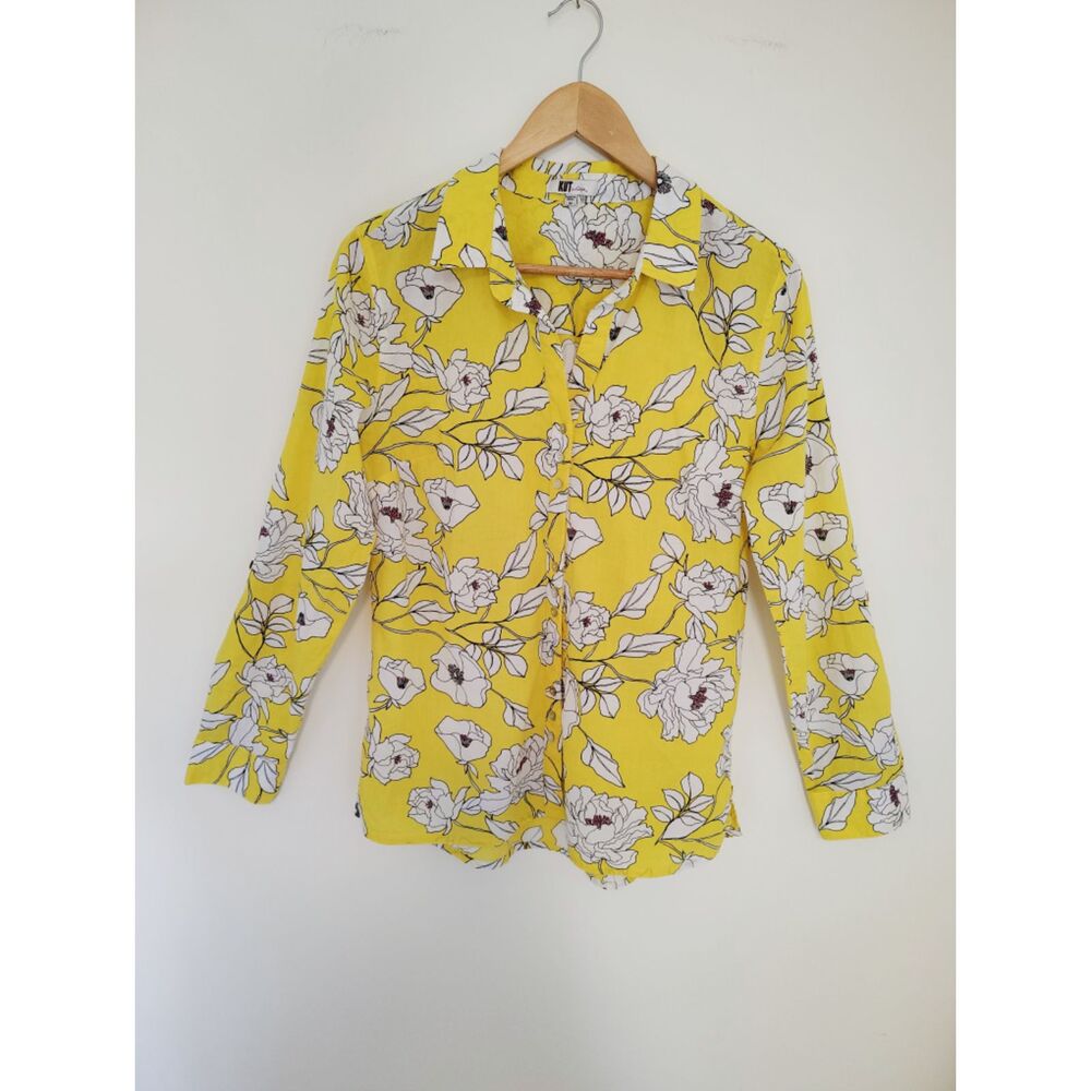 KUT from the Kloth Floral Botanical Blouse Button Front Cottagecore Gardencore